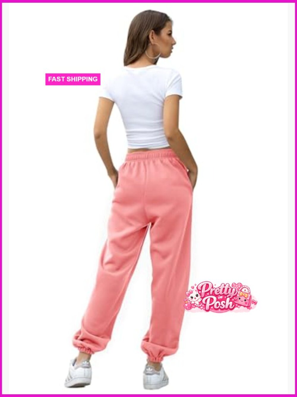 Cinch Bottom Sweatpants with Pockets, Cotton Blend Polyester - Picture 3 of 4